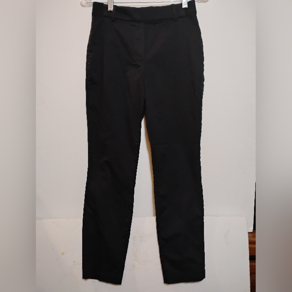 H&M Black Slim Fit Trousers Pull-up 62% Cotton-35%Polyester-3%Elastine US6